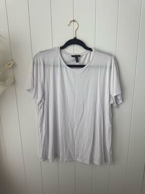 Eileen Fisher White Viscose Stretch Short Sleeve Crew Neck T-Shirt XL Women